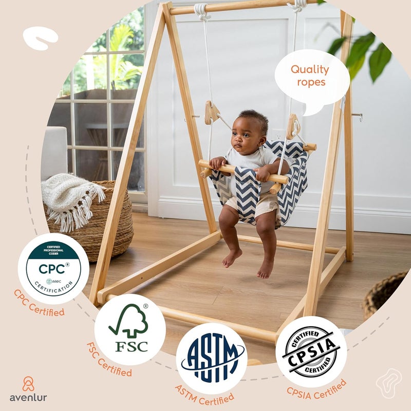Avenlur Spruce Baby and Toddler Foldable Swing Set with Stand - Premium Montessori, Waldorf Style Self-Standing Indoor Swingset for Children 6m to 3 Yrs - Perfect for Home, Child Day Care, & Preschool - Image 5